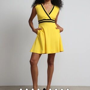 New York & Company Yellow Dress with Black Accents